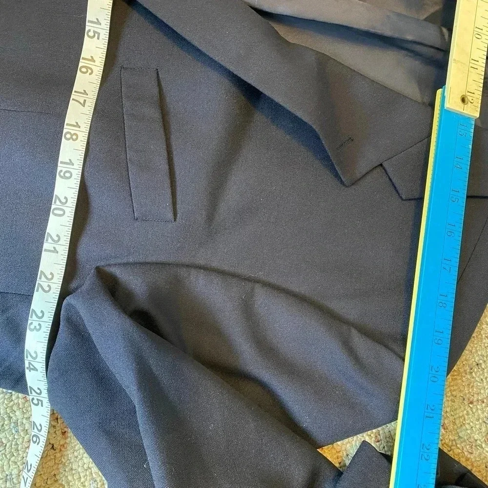 Chaps Ralph Lauren Pure New Wool 2 Button Blue Blazer Men Size 46 R Pockets
